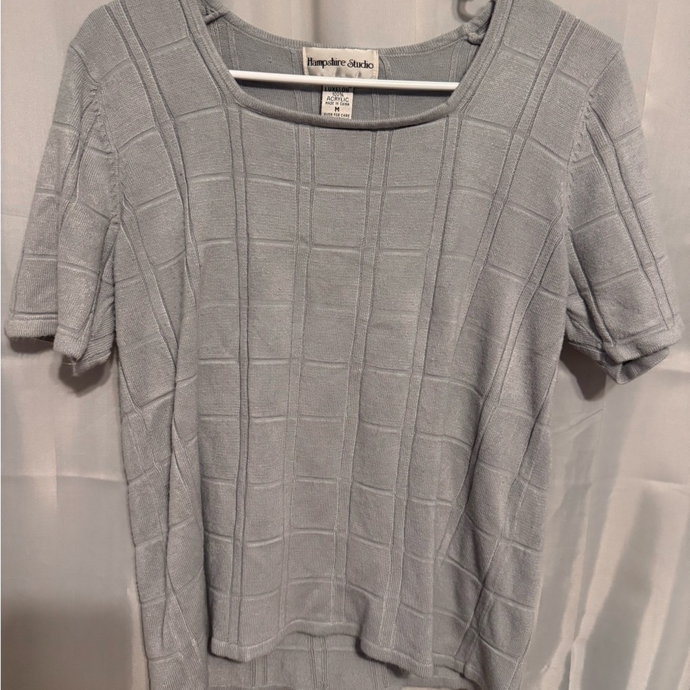 Amanda Smith Light Gray Textured Blouse